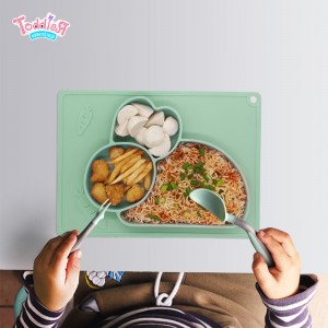 Eco-friendly Baby Plate Teeb Silicone Suction Phaj Rau Cov Menyuam