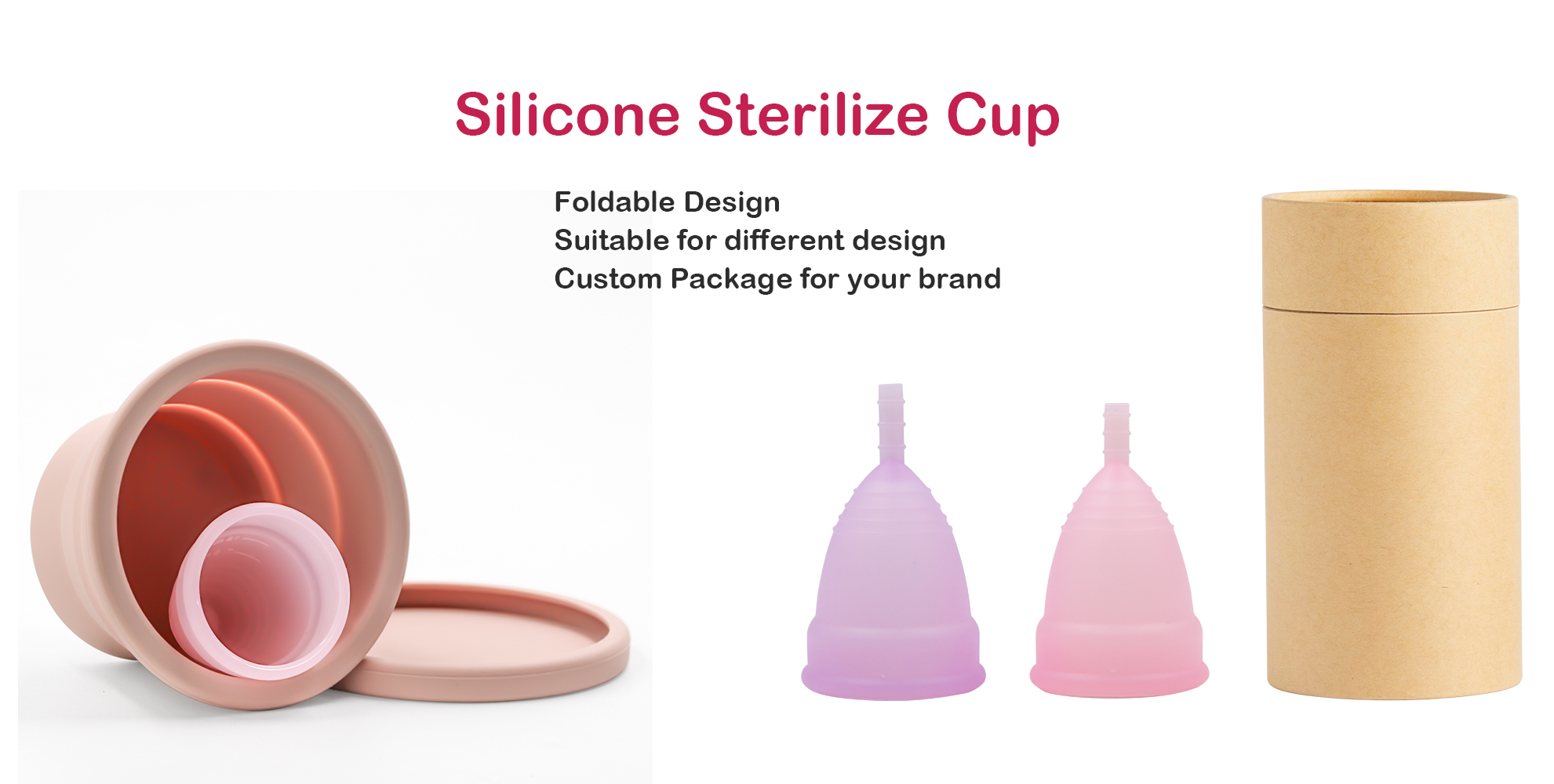 Többször használható menstruációs poharak összecsukható szilikon összecsukható sterilizáló pohárral