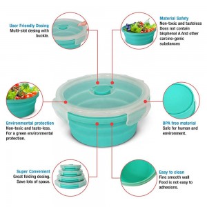 Посуда Герметичный силиконовый складной пищевой контейнер
