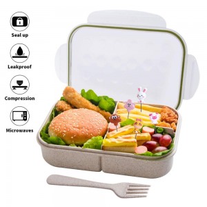 Bento Lunch Box Kids Leak-Proof Wheat Straw Lunch Box