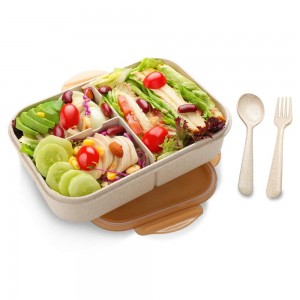 กล่องอาหารกลางวัน Bento เด็กกล่องอาหารกลางวันฟางข้าวสาลีป้องกันการรั่ว