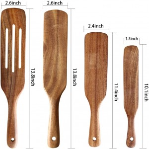 Set od 4 drvena kuhinjska alata za kuhanje od tikovine Wooden Spurtle set