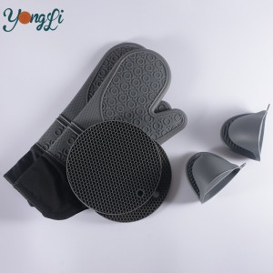 Yongli Kachen Hëtzt Resistant Hand Handschuesch Silicon Uewen Handschuesch Set