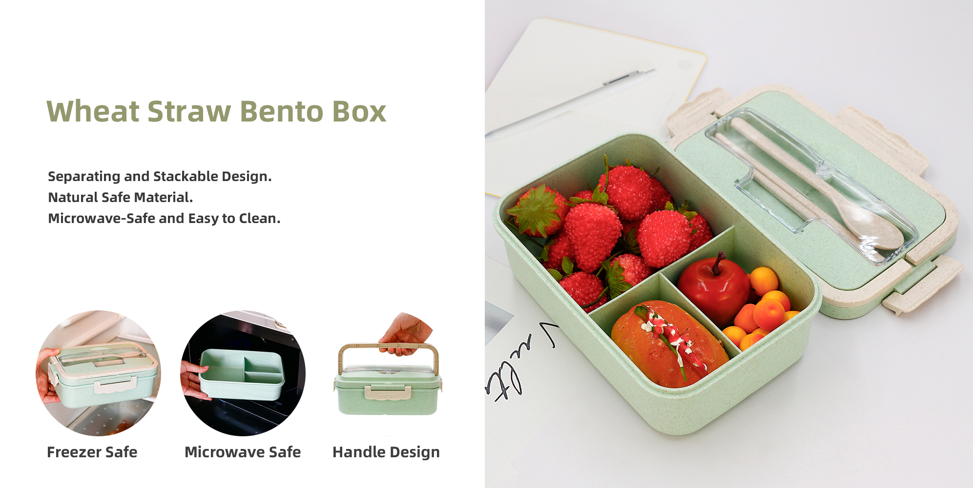 Miljøvennlig hvetehalm Bento lunsjboks for barn eller voksne