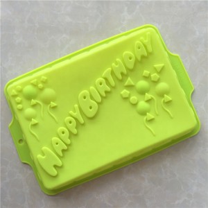 Moldes de silicona para xabón Yongli, molde para tartas de feliz cumpleaños, moldes cuadrados de forma larga para placa de robot