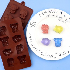 Yongli 8 Cavity Cubs, Hippo සහ Lion Chocolate Molds