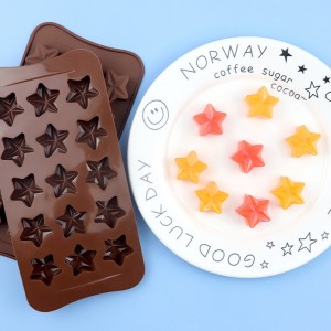 Molde de silicona para chocolate con forma de estrella Yongli de 15 cavidades