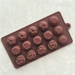 Yongli Motlles de xocolata amb flors diferents de 15 cavitats