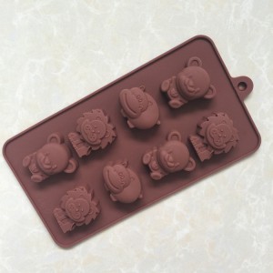 योंगली 8 पोकळी शावक, हिप्पो आणि लायन चॉकलेट मोल्ड्स