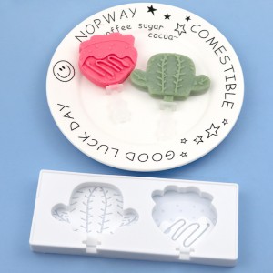 2 Strawberry Cactus DIY Silicone Ice Cream Mould Popsicle air a dhèanamh le làimh