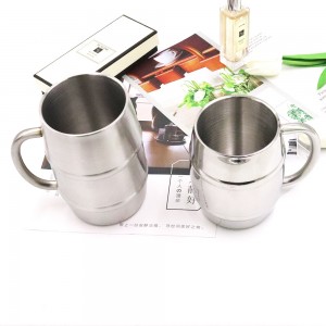 304 Stainless Steel Double Layer Coffee Mug Outdoor Beer Mug na may Handle