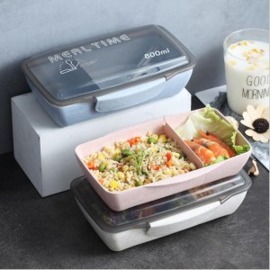 Vícevrstvý obědový box z pšeničné slámy v japonském stylu malý přenosný studentský obědový box