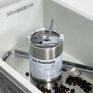Keluli tahan karat 304 ringkas 300ml kopi minuman sejuk yang disertakan dengan cawan