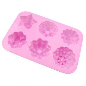Yongli 6 Cavity Small Flowers and Herbs Silicone Cake Mold