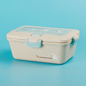 Lunch box in paglia di granu Rettangulare sana cù compartimentu di coperchio Scatola di conservazione fresca