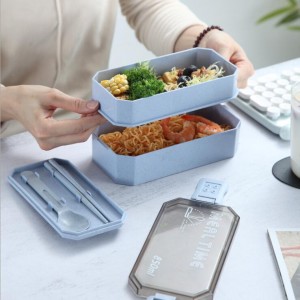Microwave heating student lunch box wheat straw lunch box cute girl office worker lunch box