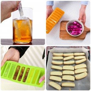 Silicone 10-Grid Ice Mold Strip 10 Ice Tray Biscuit Mold Cocktail Ice Cubes