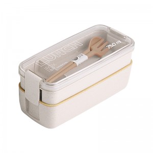 Кутија за ручек од пченична слама студентска двослојна микробранова печка за греење Кутија за ручек