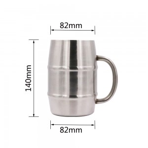 304 Bakin Karfe Double Layer Coffee Mug Waje Mug Beer tare da Hannu