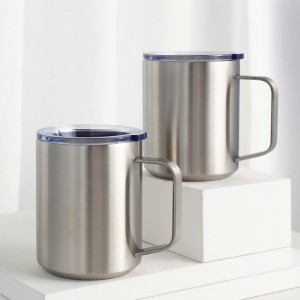 Bärbar vakuumisolerad kaffemugg med lock 304 rostfri kopp med handtag