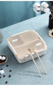 Boîte à lunch portable en paille de blé de style japonais pour étudiant pouvant être passée au micro-ondes