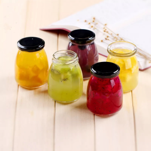 Wide mouth Pudding Jar, Yoghurt Glass bottles with lid100ml 200ml 250ml 500ml