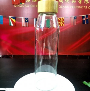 700 مل (24 أونصة) زجاجة زجاجية شفافة ، زجاجة عصير بغطاء لولبي