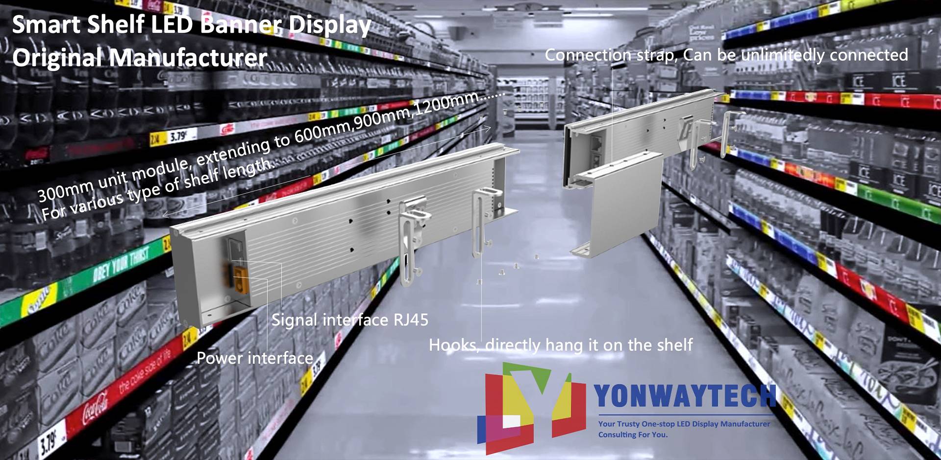 Smartshelf LED Banner Display,Digital Price Tags,Smart Shelf Screen. Yonwaytech,Your Trustworthy One-stop LED Display Manufacturer