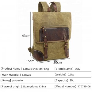 Custom Large capacity unisex Vintage waxed canvas leather backpack
