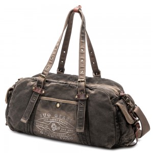 Custom unisex canvas vintage duffel bag weekend bag with leather trim