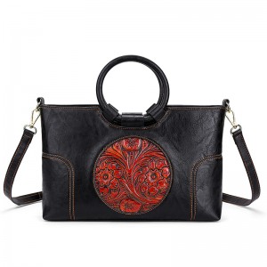 Custom Vintage fashionable embossed women PU leather tote bag PU handbag