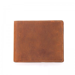 Custom cheap bifold crazy horse leather wallet set for men