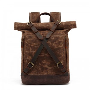 2022 Luxury vintage waxed canvas leather waterproof backpack bag