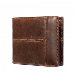 Custom new design anti-theft men bifold wallet real leather