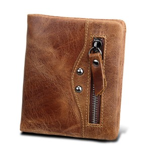 Custom RFID foldable smart man soft leather wallet
