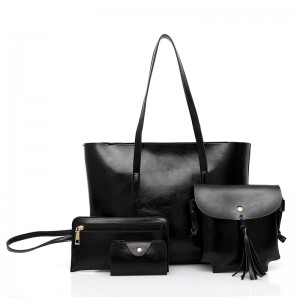 New design luxury women PU handbag tote bag set with wallet, card holder, shoulder bag