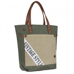 Custom printed heavy duty women vintage durable canvas tote bag handbag