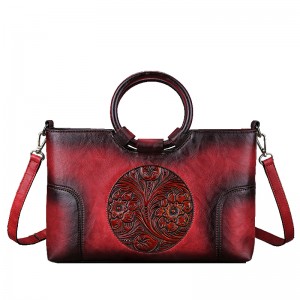 Custom Vintage fashionable embossed women PU leather tote bag PU handbag