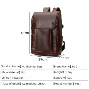 Unisex custom crazy horse vegan PU leather backpack laptop backpack wholesale