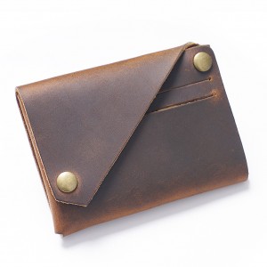 Top sale buttoned unisex genuine leather coin purse coin wallet with card holders