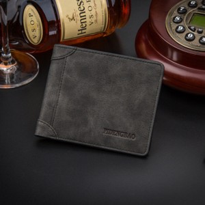 Cheap Retro Men RFID Bifold PU Leather Wallet