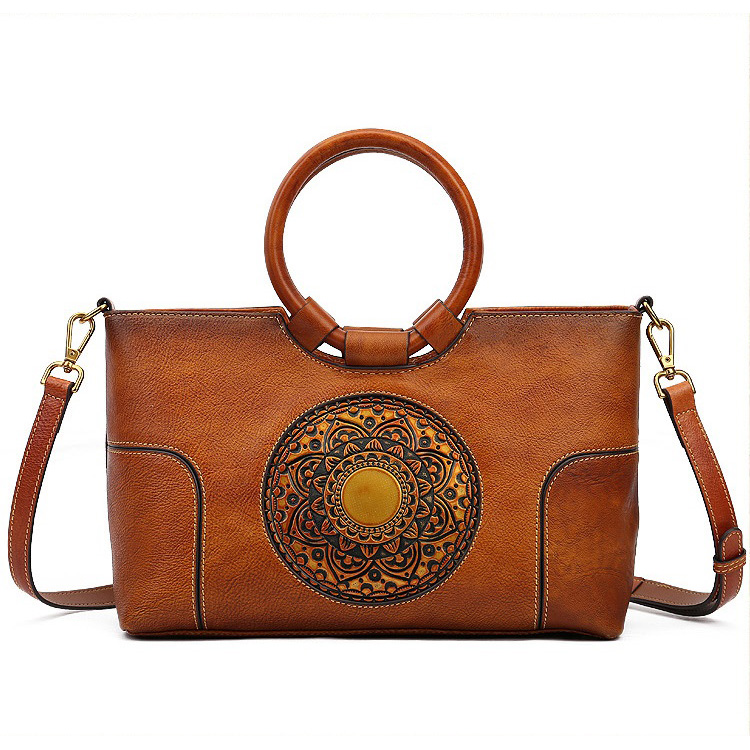 Custom vintage genuine leather handbag for women