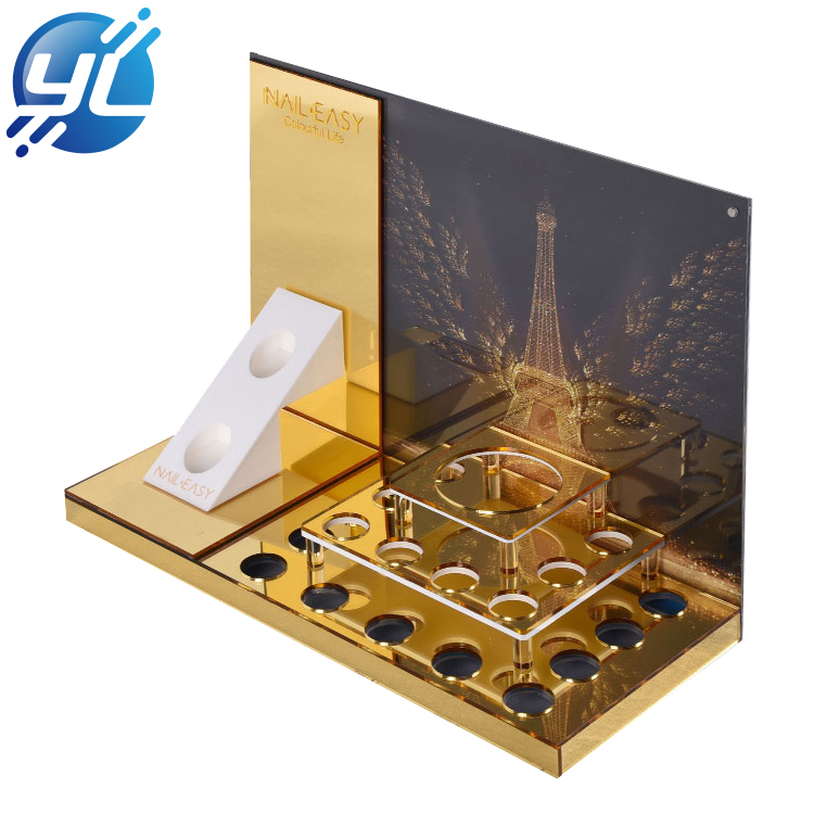 Lyxig guldspegel i akrylbordsskiva parfymvisningsställ