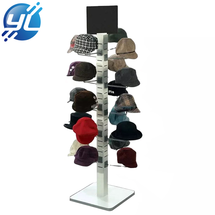Suporte de exibição de chapéu de material metálico com prateleira de arame para boné de beisebol personalizado