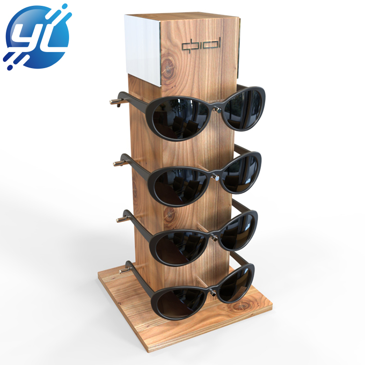 Suporte de exibição de óculos de sol de madeira para loja de varejo de qualidade OEM