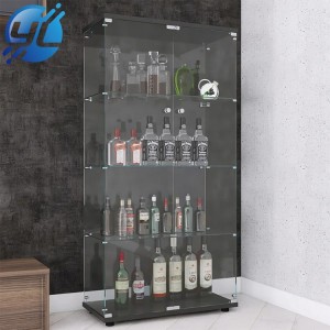 Wooden tempered glass floor-to-ceiling wine book doll trophy display cabinet