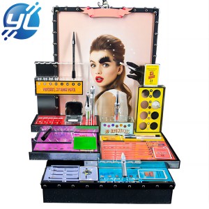 Cree la exhibición cosmética del soporte del maquillaje de la etiqueta engomada de acrílico de la encimera para requisitos particulares con cuero