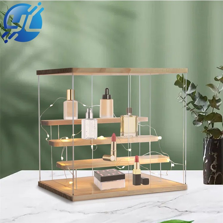 Dollap ekspozimi prej druri akrilik për bizhuteri kozmetike për desktop