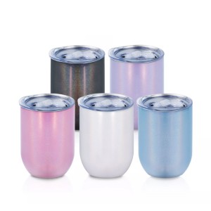 China Supplier Tumbler With Straw Sublimation - 12oz Stainless Steel Double Wall White Glitter Blanks Sublimation Stemless Wine Tumbler Cups – Uplus