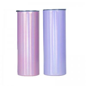 Vaso de sublimación con purpurina de doble pared de acero inoxidable de 20 onzas